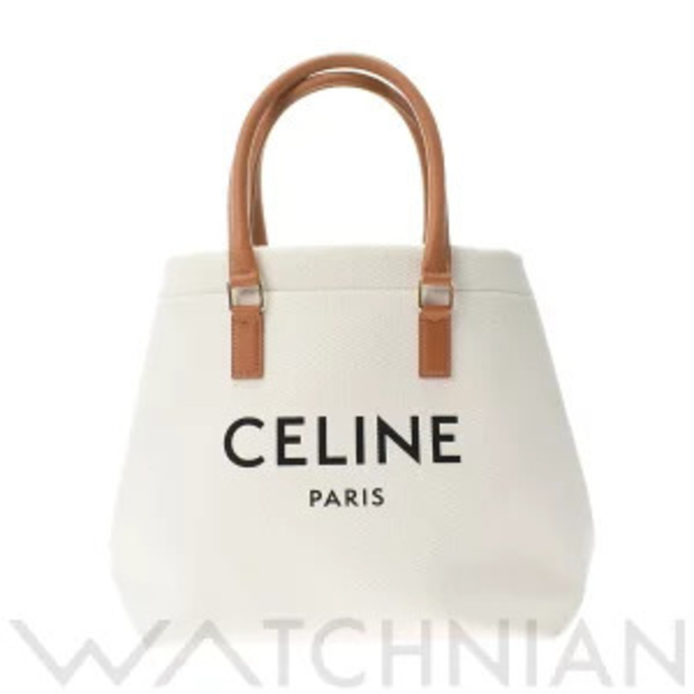 Celine Horizontal Cabas Tote Bag Tan Canvas Calfskin